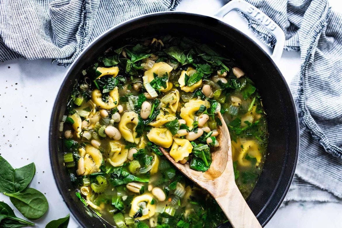 Tortellini Soup with Spinach, White Beans, and Basil - Miz En Place