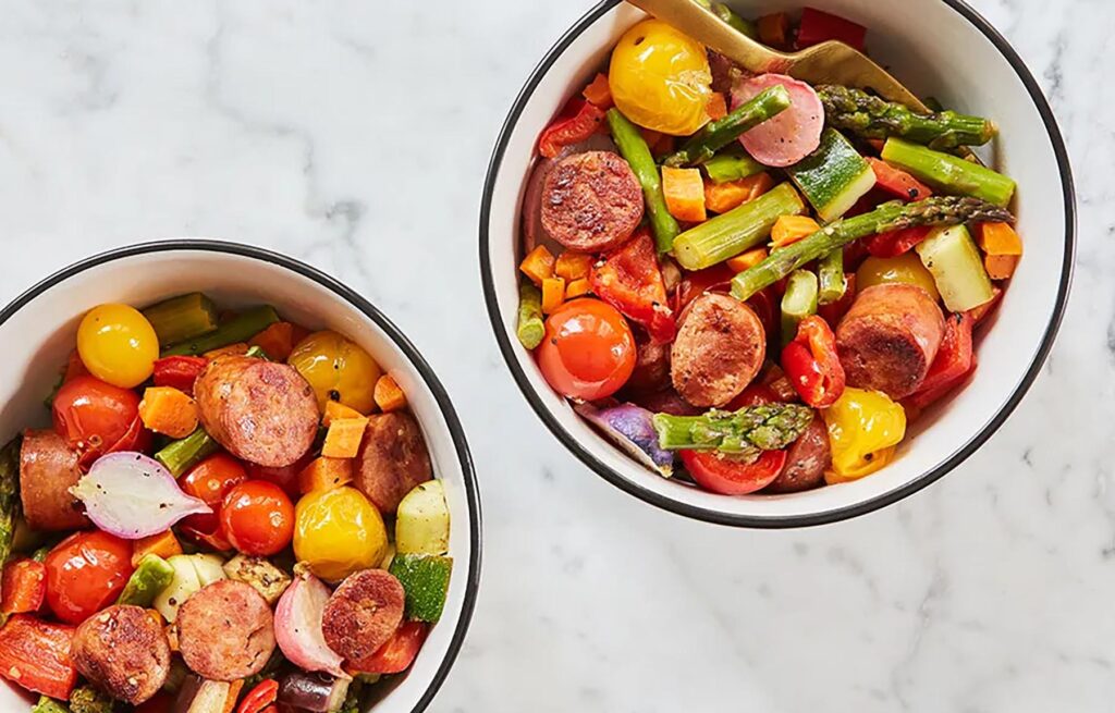 Sheet-Pan Sausage and Vegetables with Lemon Butter