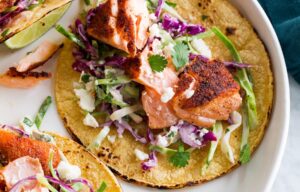 Salmon Tacos with Creamy Dill Slaw