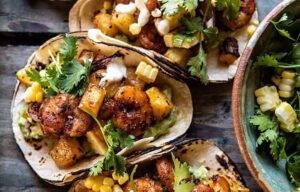 Sheet Pan Hawaiian Pineapple Shrimp Tacos with Creamy Jalapeño Special Sauce