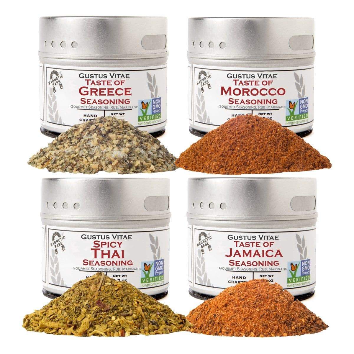 Gourmet World Flavors Seasoning Collection | Non GMO Verified | 6 Magnetic  Tins | Spice Blends | Crafted in Small Batches by Gustus Vitae | #68
