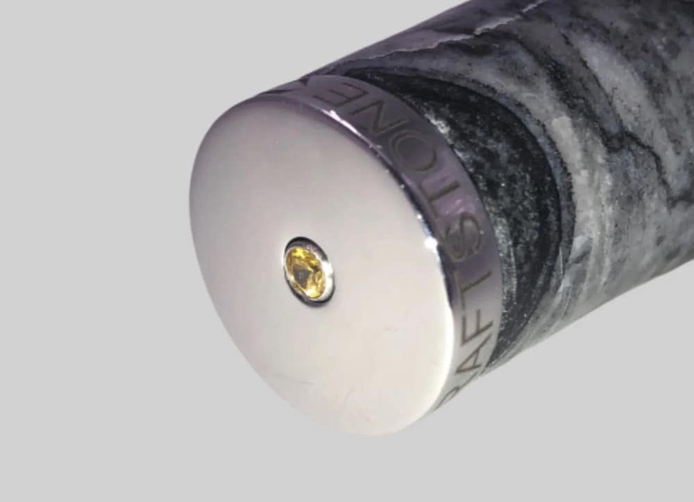 Ancient-Wood-Vein-Marble-Handle-and-a-Champagne-Cubic-Zirconia-Stone-at-the-Back-of-the-Knife