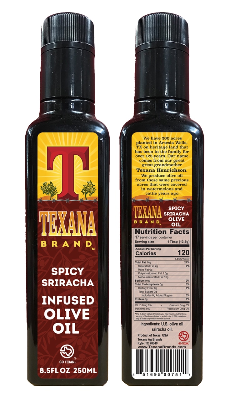 Texana Brand Spicy Sriracha Infused Olive Oil