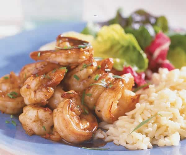 Sauteed shrimp with buttery vinegar sauce