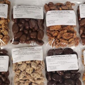 Candied Pecans, 7oz bags, choose from Praline, Rum, Cinnamon, or Amaretto
