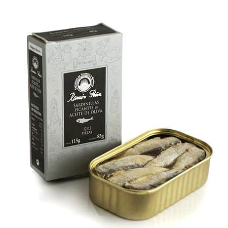 Ramon Pena Silver Small sardines in hot Olive Oil (12/16) 115g (4.07 Oz)