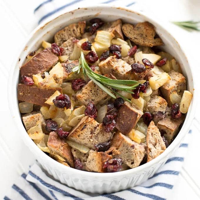 Stuffing with Cranberry, Walnuts, and Apple