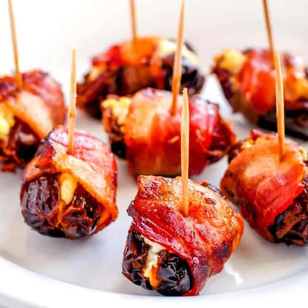 Bacon Wrapped Dates with Chevra (Goat’s Cheese)