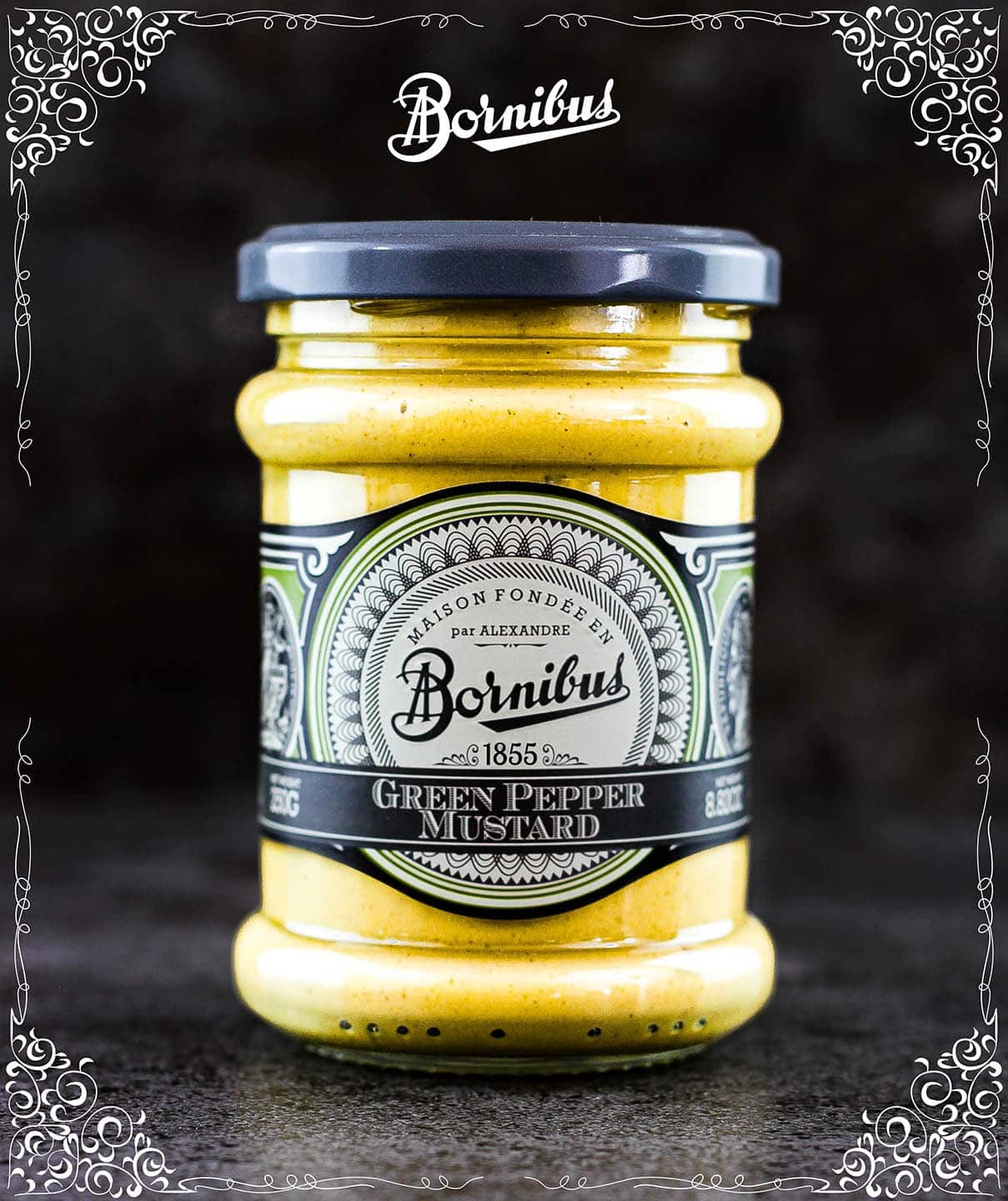Bornibus Mustard : Green pepper (Moutarde au Poivre Vert), 8.8oz (250g)