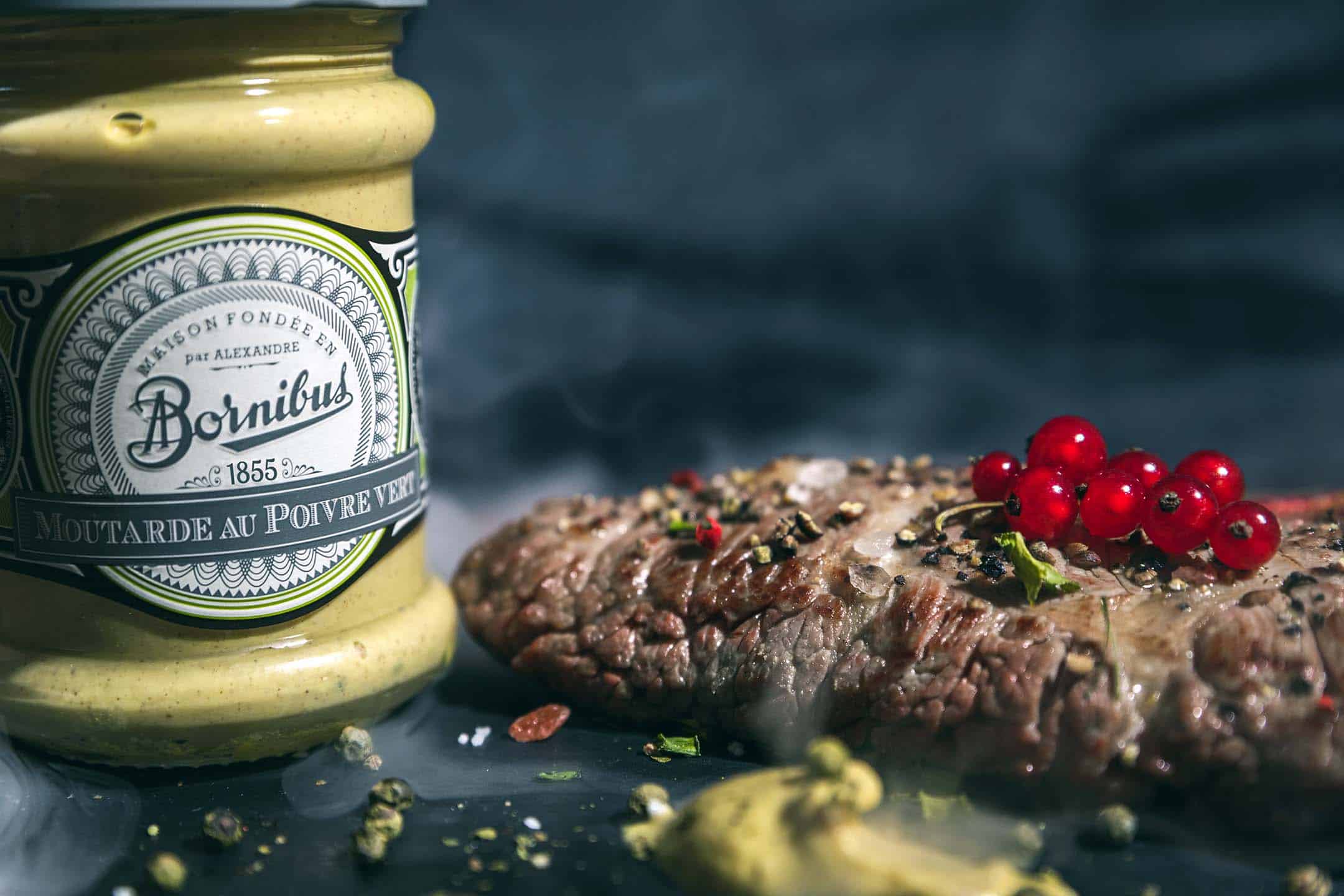 Bornibus Mustard : Green pepper (Moutarde au Poivre Vert), 8.8oz (250g)