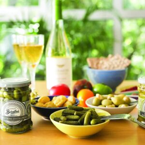 Bornibus Green Olives : Green olives stuffed with almonds (Olives Vertes Farcies aux Amandes), 9.5oz (270g)