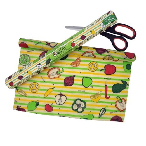 Buzzee Reusable Beeswax Food Wrap Roll, Produce Pattern