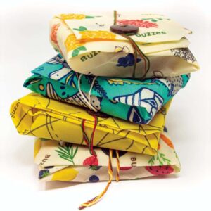 Buzzee Reusable Sandwich Wrap Bundle, Multi-Pattern, 4 Pack