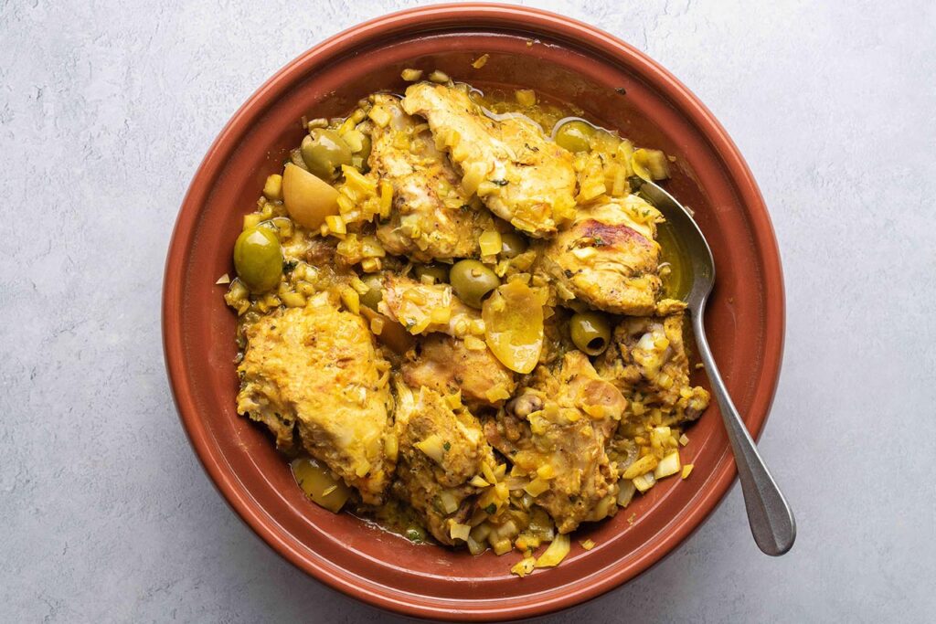 Traditional Chicken Tagine with Lemon and Olives