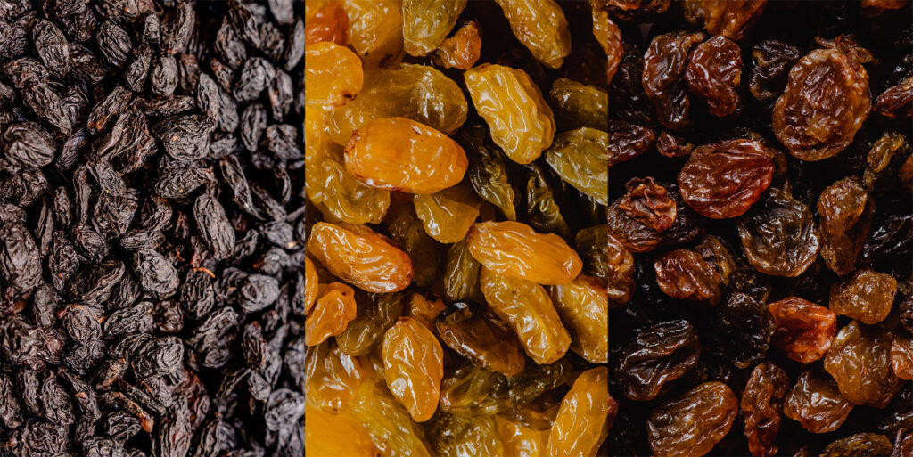 raisins, sultanas, and currants