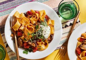 Mushroom Ragout with Herbed Ricotta and Pappardelle