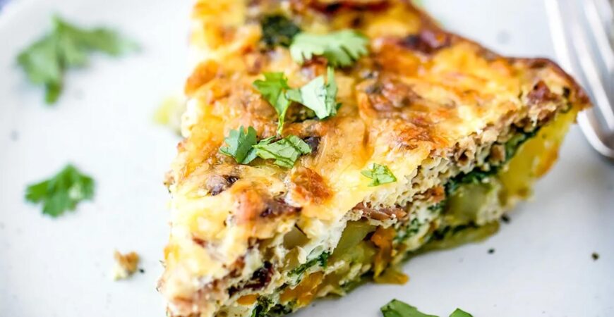 Turkey Bacon Quiche with Potato Crust