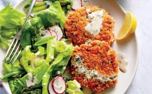 Fresh Salmon Cakes with Buttermilk Dressing Recipe Fresh Salmon Cakes with Buttermilk Dressing Recipe
