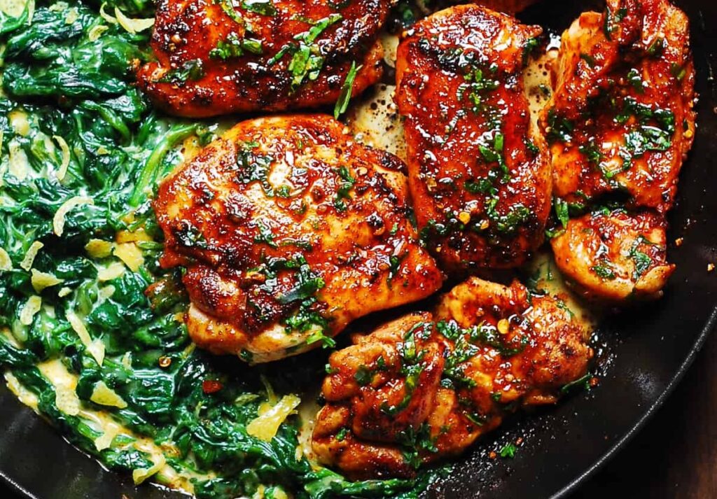 Smoked Paprika Chicken with Creamed Spinach