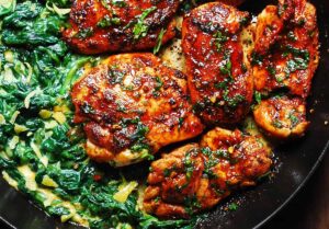 Smoked Paprika Chicken with Creamed Spinach