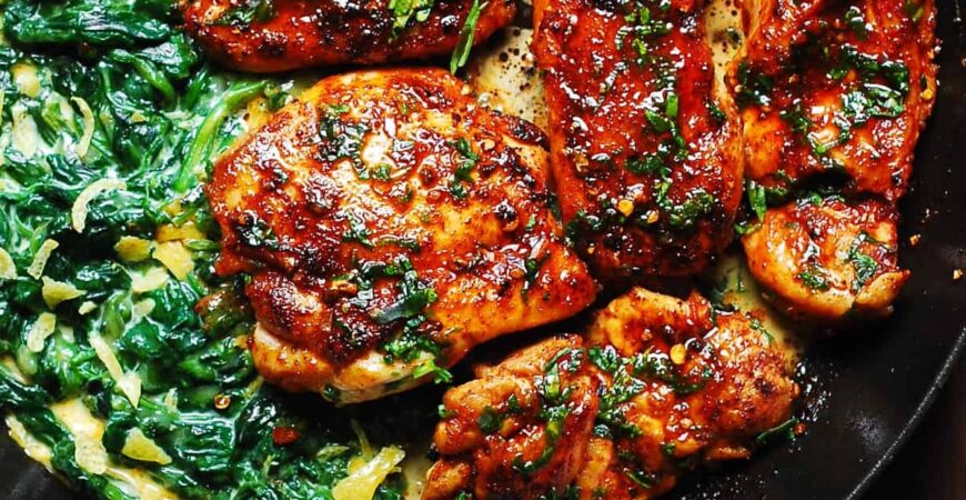 Smoked Paprika Chicken with Creamed Spinach