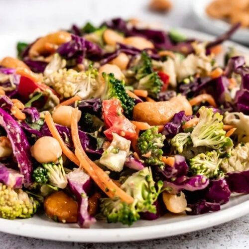 Spicy Cashew Chickpea Broccoli Salad with Ginger Peanut Dressing Spicy Cashew Chickpea Broccoli Salad with Ginger Peanut Dressing