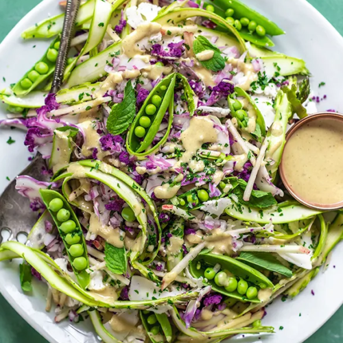 Shaved Spring Vegetable and Apple Salad with Ginger-Dijon Dressing