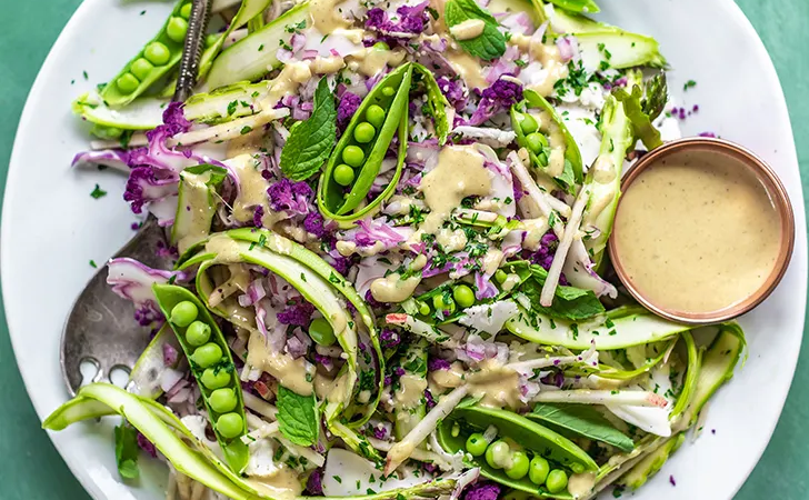 Shaved Spring Vegetable and Apple Salad with Ginger-Dijon Dressing