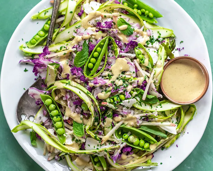 Shaved Spring Vegetable and Apple Salad with Ginger-Dijon Dressing