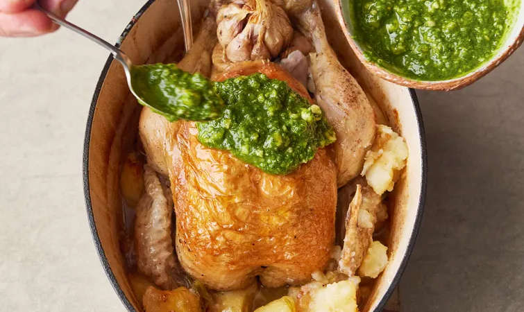 Pot Roast Chicken with Fondant Potatoes