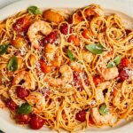 Shrimp and Burst Cherry Tomato Pasta