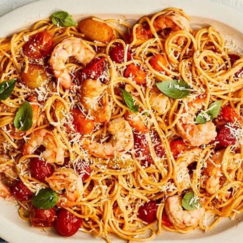 Shrimp and Burst Cherry Tomato Pasta Shrimp and Burst Cherry Tomato Pasta