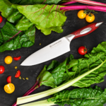 Flint&Flame chef knife among fresh vegetables